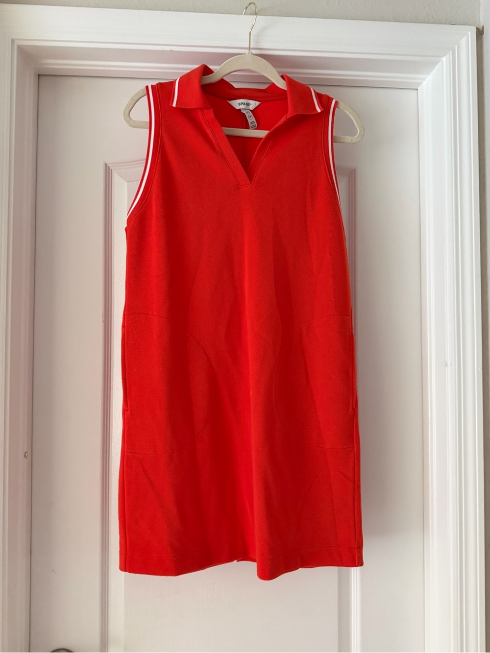 Spank Sleeveless Orange Knit Polo Dress XS
